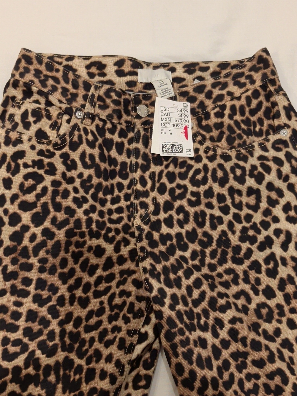 H&M Leopard Print High Rise Wide Leg Jeans - Brown & Black
